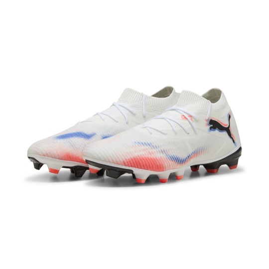 PUMA Future 8 Match Gras / Kunstgras Voetbalschoenen (MG) Wit Felrood Blauw