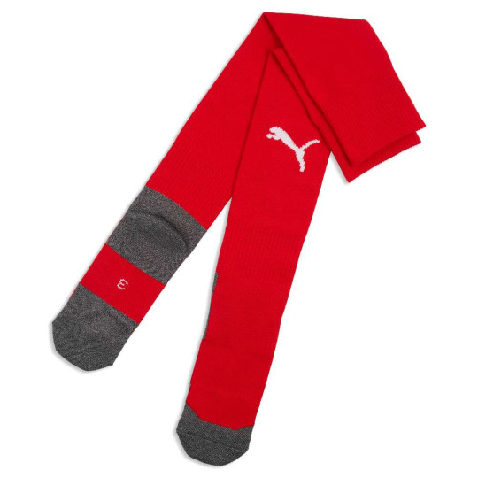 Chaussettes de football PUMA TeamLiga26 Core rouges et blanches