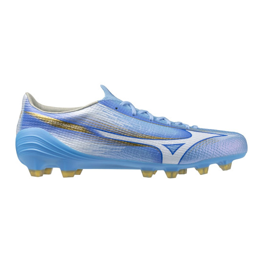 Mizuno Alpha III Japan Gras Voetbalschoenen (FG) Blauw Wit Goud