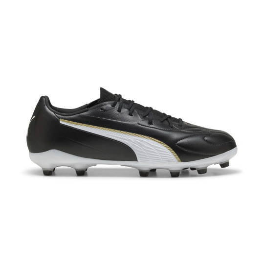 PUMA King 20 Match Gazon Naturel Artificiel Chaussures de Foot (MG) Noir Blanc Doré