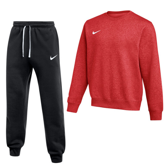 Nike Park 26 Fleece Crew Jogging Suit Red Black