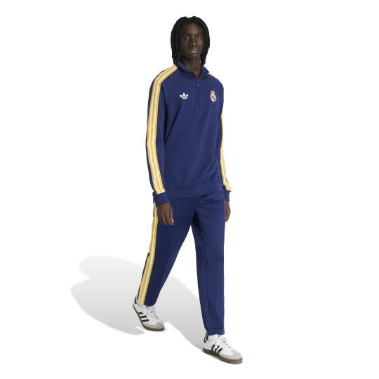 adidas Real Madrid Originals Survêtement 1/4-Zip Bleu Foncé Blanc Doré
