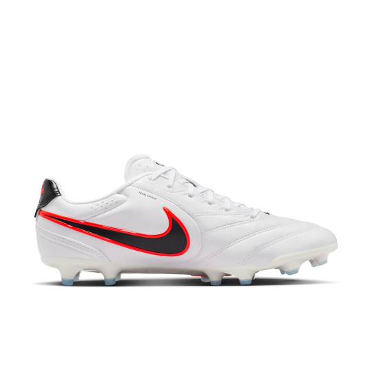 Nike Tiempo Ligera Pro Gras Voetbalschoenen (FG) Wit Zwart Felrood