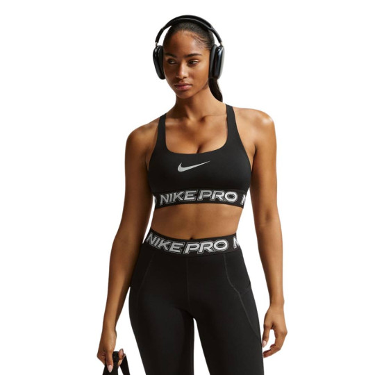 Nike Pro Sportbeha Dames Zwart Wit Zilver