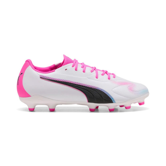 PUMA King 20 Match Grass/Artificial Grass Football Boots (MG) Kids White Hot Pink Blue Yellow