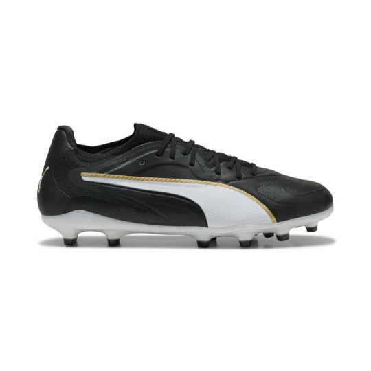 PUMA King 20 Ultimate Gazon Naturel Artificiel Chaussures de Foot (MG) Noir Blanc Doré