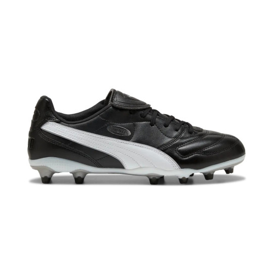 PUMA King Liga Gazon Naturel Artificiel Chaussures de Foot (MG) Noir Argenté Blanc