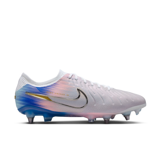 Nike Tiempo Legend 10 Elite Crampons Vissés Chaussures de Foot (SG) Pro Player Gris Bleu Rose