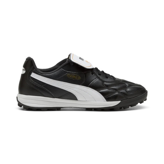PUMA King Top Turf Chaussures de Foot (TF) Noir Blanc Doré