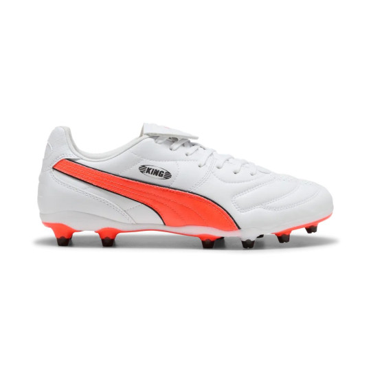 PUMA King Liga Gazon Naturel Artificiel Chaussures de Foot (MG) Blanc Orange Noir