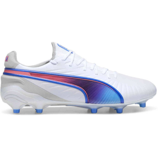 PUMA King Ultimate Gazon Naturel Gazon Artificiel Chaussures de Foot (MG) Blanc Bleu Rose Clair