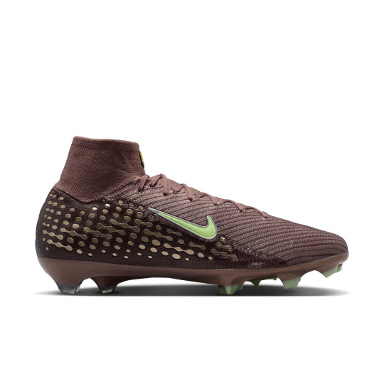 Nike Zoom Mercurial Superfly 10 Mbappé Elite Gazon Naturel Chaussures de Foot (FG) Brun Néon Jaune Argenté