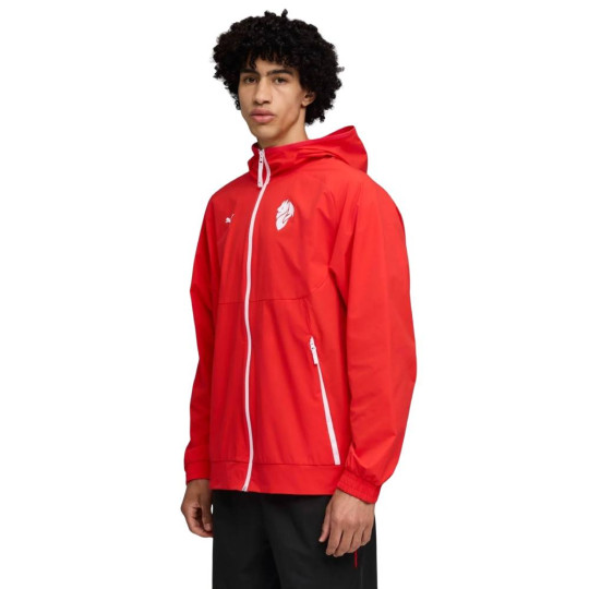 PUMA AC Milan Pumatech Veste d'Entraînement Woven 2025-2026 Rouge Blanc