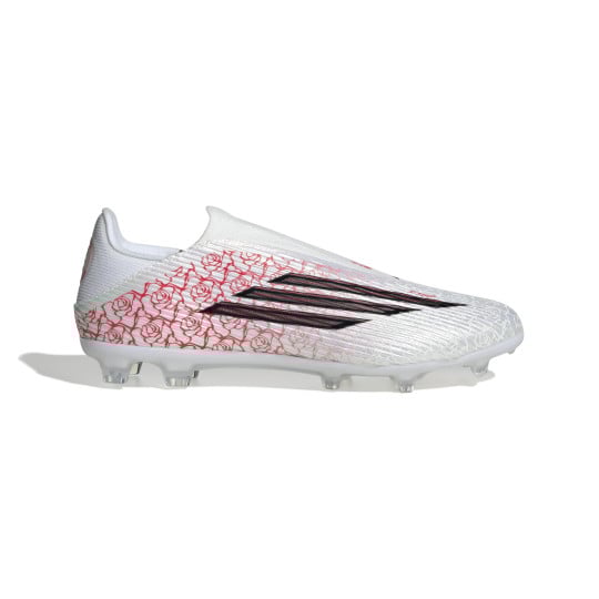 adidas F50 Lamine Yamal League Sans Lacets Gazon Naturel Artificiel Chaussures de Foot (MG) Blanc Rouge Vif Noir