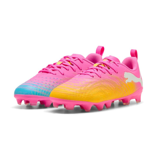 PUMA Future 9 Play Grass/Artificial Grass Football Boots (MG) Kids Hot Pink Blue Yellow