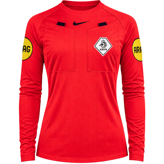 Nike KNVB Scheidsrechtersshirt 2026-2028 Lange Mouwen Dames Felrood Zwart
