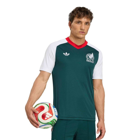 adidas Mexico Pre-Match Trainingsshirt 2026-2028 Wit Donkergroen