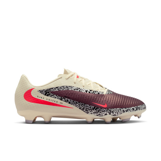 Nike Phantom 6 Low Academy Gras / Kunstgras Voetbalschoenen (MG) Gebroken Wit Bordeauxrood Rood