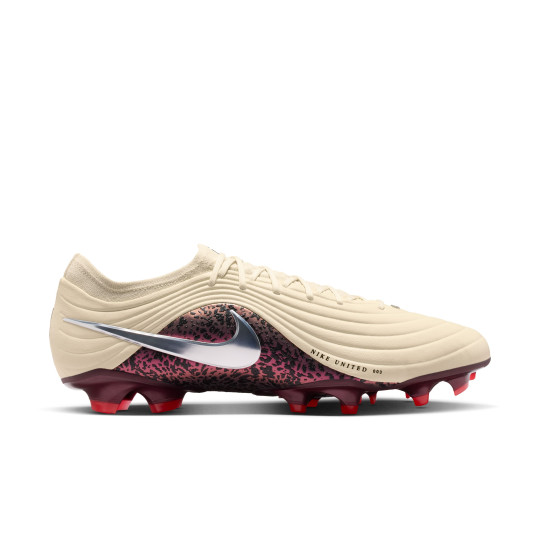 Nike Tiempo Maestro Elite Gazon Naturel Chaussures de Foot (FG) Blanc Cassé Bordeaux Argenté