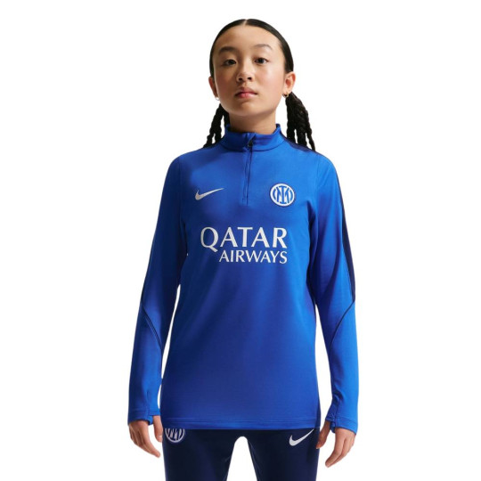 Pull Haut d'Entraînement Nike Inter Milan Strike 1/4-Zip 2026-2027 Pour Enfants, Bleu, Bleu Foncé, Blanc
