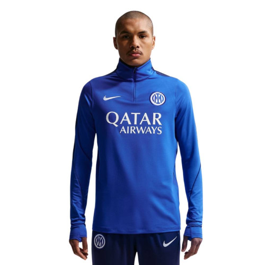 Pull Haut d'Entraînement Nike Inter Milan Strike 1/4-Zip 2026-2027 Bleu Bleu Foncé Blanc
