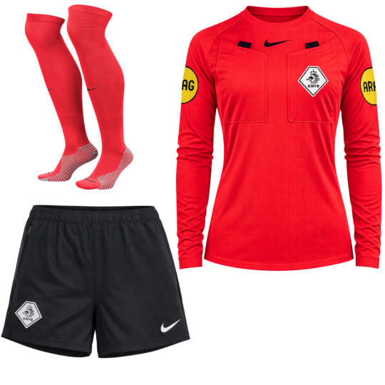 Nike KNVB Scheidsrechterstenue 2026-2028 Lange Mouwen Dames Felrood Zwart