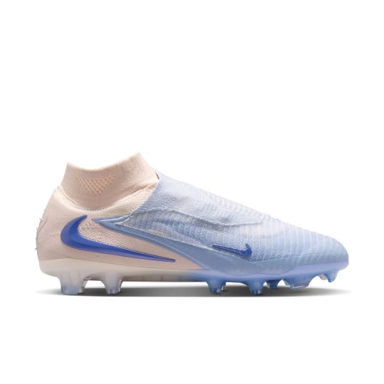 Nike Phantom 6 High LV8 Elite Gras Voetbalschoenen (FG) Gebroken Wit Lichtblauw Blauw