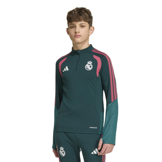 adidas Real Madrid Trainingstrui 1/4-Zip 2026-2027 Kids Donkergroen Roze Wit