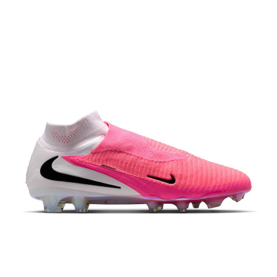 Nike Phantom 6 High Elite Gras Voetbalschoenen (FG) Wit Felroze Zwart