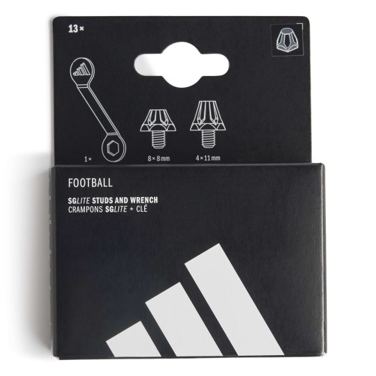 adidas SGLITE Studs with Key 8 x 8 MM & 4 x 11 MM Black Dark Grey