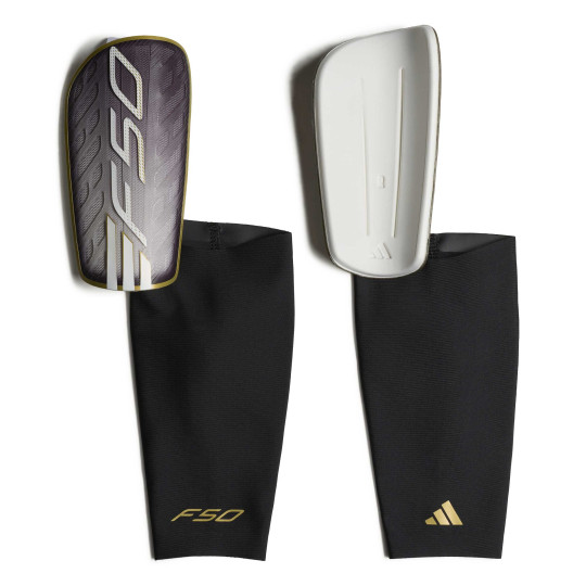 adidas F50 Competition Protège-Tibias Gris Argenté Blanc Doré Noir
