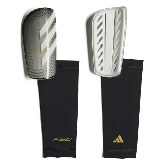 adidas F50 League Protège-Tibias Gris Argenté Blanc Doré Noir