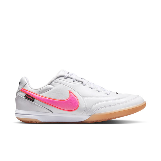 Nike Tiempo Streetgato Premium Straatvoetbalschoenen Wit Felroze Zwart