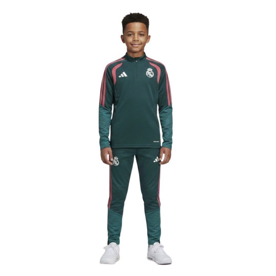 adidas Real Madrid Trainingspak 1/4-Zip 2026-2027 Kids Donkergroen Roze Wit