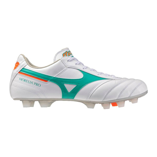 Mizuno Morelia II Pro Gras Voetbalschoenen (FG) Wit Groen Oranje