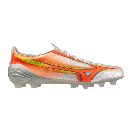 Mizuno Alpha III Elite Gras Voetbalschoenen (FG) Wit Oranje Limoen