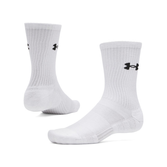 Under Armour Performance Cotton Crew Sokken 3-Pack Wit Zwart