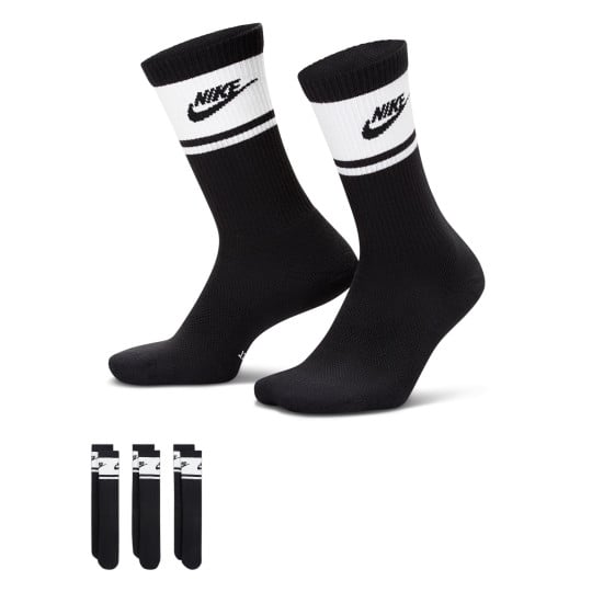 Nike Everyday Elevated Futura Crew Sokken 3-Pack Zwart Wit