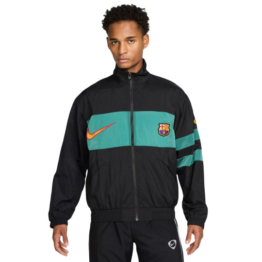 Nike FC Barcelona Repel Woven Trainingsjack 1996 Zwart Lichtgroen Goudgeel