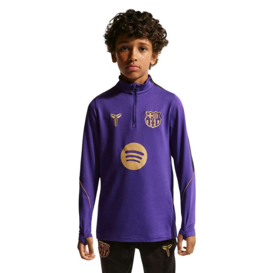 Haut d'entraînement Nike FC Barcelona Strike, 1/4 Zip, 2026-2027, pour Enfants, violet, noir, or
