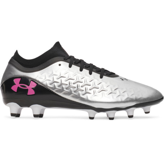 Under Armour Magnetico Pro 6 Gras Voetbalschoenen (FG) Zwart Metallic Silver Felroze