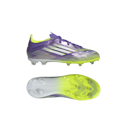 adidas F50 Elite Gras Voetbalschoenen (FG) Kids Paars Wit Neongeel
