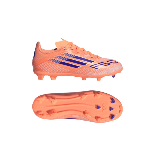 adidas F50 League Gras / Kunstgras Voetbalschoenen (MG) Kids Oranje Blauw Wit