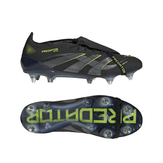 adidas Predator Elite FT IJzeren-Nop Voetbalschoenen (SG) Zwart Donkergrijs Neongeel