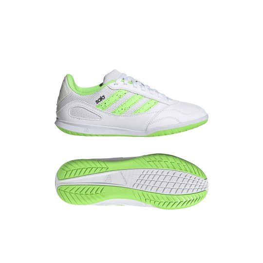 adidas Super Sala III Zaalvoetbalschoenen (IN) Kids Wit Lichtgroen Zwart