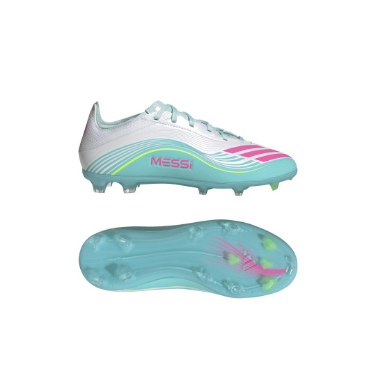 adidas F50 Messi Elite Gras Voetbalschoenen (FG) Kids Wit Turquoise Roze