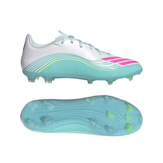 adidas F50 Messi League Gras / Kunstgras Voetbalschoenen (MG) Wit Turquoise Roze