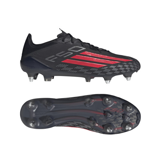 adidas F50 Elite IJzeren-Nop Voetbalschoenen (SG) Zwart Rood Donkergrijs