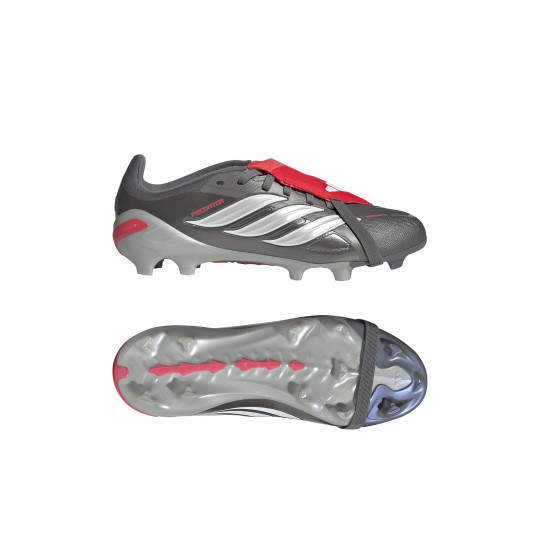 adidas Predator Elite FT Gras Voetbalschoenen (FG) Kids Donkergrijs Wit Zilver Rood