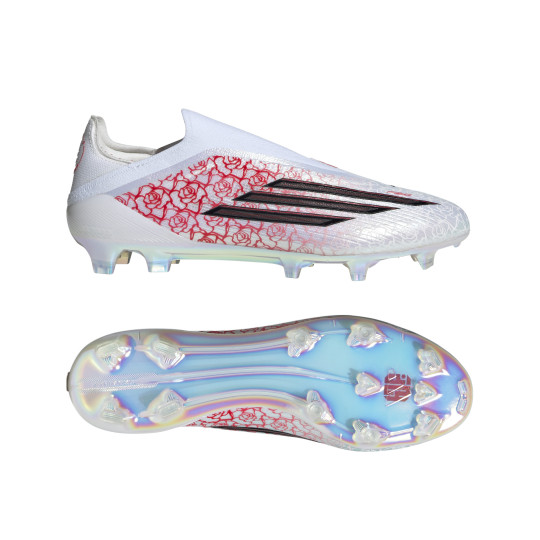 adidas F50 Lamine Yamal Elite Veterloze Gras Voetbalschoenen (FG) Wit Felrood Zwart